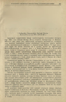 I Bałtyckie Sympozjum Biologii Morza : (Rostock-Warnem&uuml;nde, NRD, 16-20 IX 4968 r.)