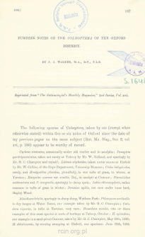 Further notes on the Coleoptera of the Oxford district