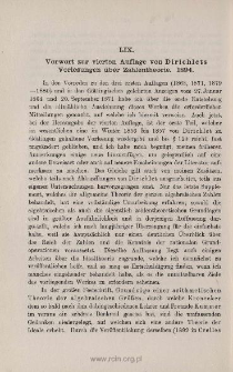 Vorwort zur vierten Auflage von Dirichlets Vorlesungen &uuml;ber Zahlentheorie 1894
