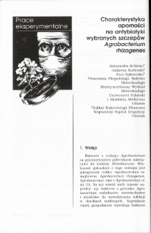 Charakterystyka oporności na antybiotyk i wybranych szczepów Agrobacterium rhizogenes