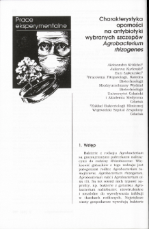 Charakterystyka oporności na antybiotyk i wybranych szczep&oacute;w Agrobacterium rhizogenes