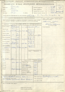 Miesięczny wykaz spostrzeżeń meteorologicznych. Październik 1969