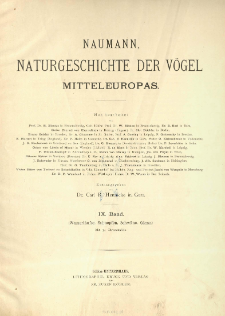 Naumann, Naturgeschichte der Vögel Mitteleuropas. neu bearbeitet R. Blasius [et al.] 9 Band ; Wasserläufer, Schnepfen, Schwäne, Gänse :