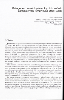 Mutageneza mysich pierwotnych kom&oacute;rek zarodkowych (Embryonic Stem Cells)