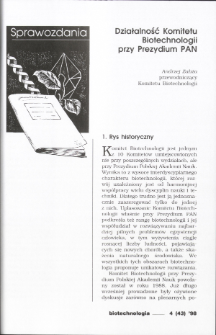 Działalność Komitetu Biotechnologii przy Prezydium PAN