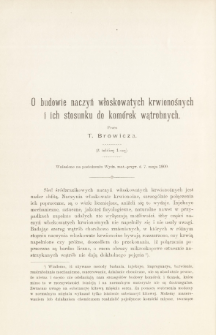 O budowie naczyń włoskowatych krwionośnych i ich stosunku do kom&oacute;rek wątrobnych
