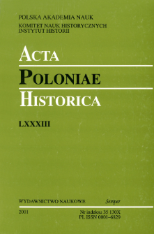 Acta Poloniae Historica T. 83 (2001), Strony tytułowe, spis treści