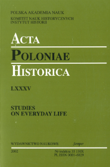 Acta Poloniae Historica T. 85 (2002), Strony tytułowe, spis treści