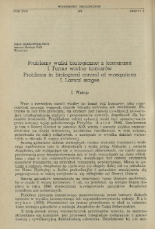 Problemy walki biologicznej z komarami. 1, Formy wodne komar&oacute;w