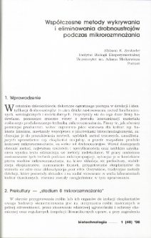 Wsp&oacute;łczesne metody wykrywania i eliminowania drobnoustroj&oacute;w podczas mikrorozmnażania