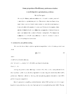 Some Properties of B-Efficiency Preference Relation in Multiobjective Optimization Problem
