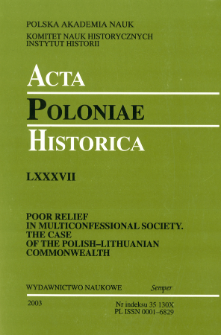 Acta Poloniae Historica T. 87 (2003), Strony tytułowe, spis treści