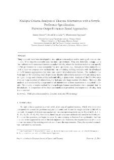 Multiple criteria analysis of discrete alternatives with a simple preference specification: pairwise-outperformance-based approaches