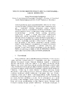 Wpływ instrument&oacute;w policy-mix na gospodarkę &ndash; ujęcie modelowe