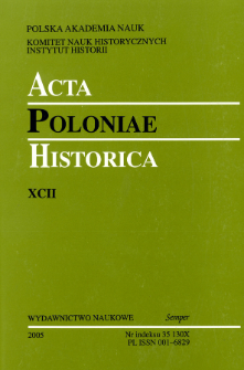 Acta Poloniae Historica T. 92 (2005), Strony tytułowe, spis treści