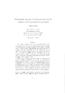 Robustness analysis of optimal solutions for combinatorial optimization problems