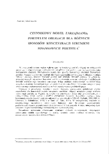 Czynnikowy model zarządzania portfelem obligacji dla r&oacute;żnych sposob&oacute;w koncentracji strumieni finansowych portfela