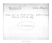 Duchnow. Files of Warsaw district in the Middle Ages. Files of Historico-Geographical Dictionary of Masovia in the Middle Ages