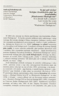 To już p&oacute;ł wieku! Kolejne dwadzieścia pięć lat kwartalnika "Wiadomości Ekologiczne"