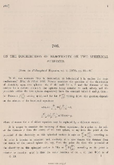 On the distribution of electricity on two spherical surfaces