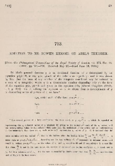 Addition to mr Rowe's memoir on Abel's theorem