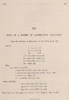 Note on a system of algebraical equations