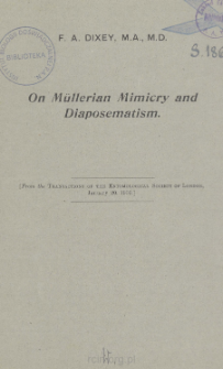 On Mullerian Mimicry and Diaposcmatism: A reply to Mr. G. A. K. Marshall