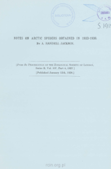 Notes on Arctic spiders obtained in 1933-1936