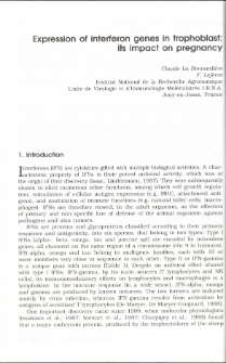 Expression of interferon genes in trophobiost: its impact on pregnancy