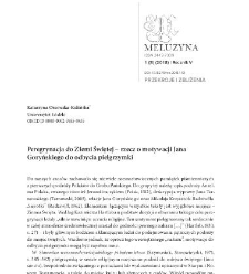 Peregrynacja do Ziemi Świętej &ndash; rzecz o motywacji Jana Goryńskiego do odbycia pielgrzymki