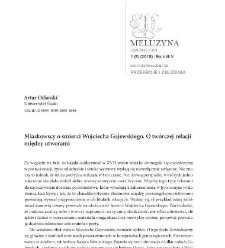 Miaskowscy o śmierci Wojciecha Gajewskiego. O tw&oacute;rczej relacji między utworami