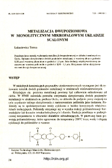 Metalizacja dwupoziomowa w monolitycznym mikrofalowym ukadzie scalonym = Two-layer metallization for monolitic microwave solid state structures