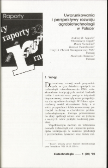 Conditions and perspectives of agrobiotechnology development in Poland