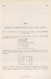 Addition to Second Note on the Lunar Theory