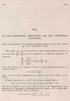 On the Schwarzian derivative, and the polyhedral functions