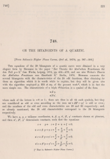 On the bitangents of a quartic
