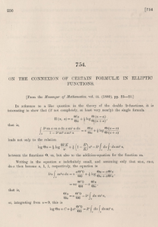 On the connexion of certain formulae in elliptic functions