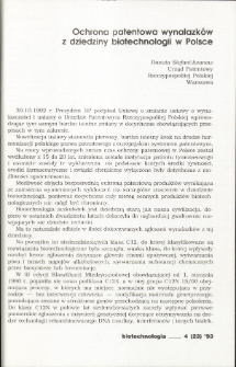 Ochrona patentowa wynalazk&oacute;w z dziedziny biotechnologii w Polsce