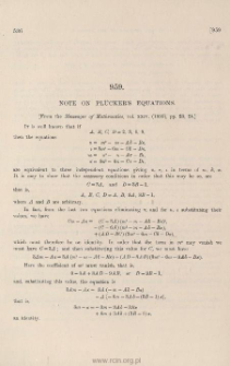Note on Plucker's equations