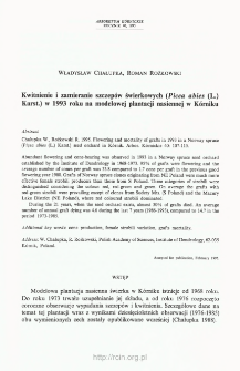 Flowering and mortality of grafts in 1993 in a Norway spruce (Picea abies (L.) Karst.) seed orchard in K&oacute;rnik