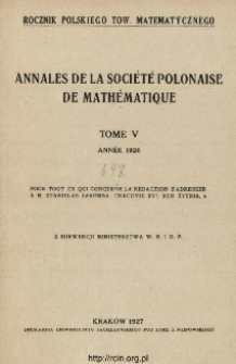 Annales de la Société Polonaise de Mathématique T. 5 (1926), Table of contents and extras
