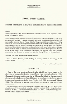 Sucrose distribution in Populus deltoides leaves exposed to sulfite