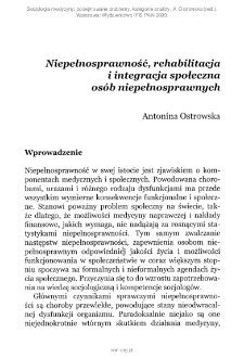 Niepełnosprawność, rehabilitacja i integracja os&oacute;b niepełnosprawnych