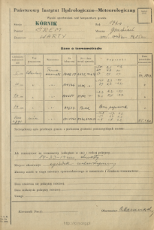 Wyniki pomiar&oacute;w temperatury gruntu. Grudzień 1960