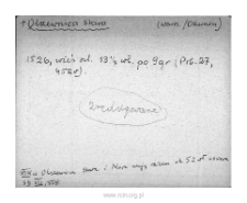 Olszewnica Stara. Kartoteka powiatu warszawskiego w średniowieczu. Kartoteka Słownika historyczno-geograficznego Mazowsza w średniowieczu