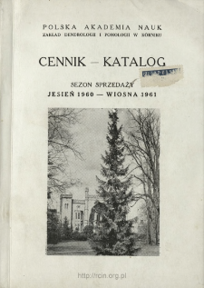 Cennik - katalog drzew i krzew&oacute;w owocowych i ozdobnych : Sezon sprzedaży jesień 1960 - wiosna 1961