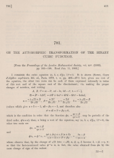 On the automorphic transformation of the binary cubic function
