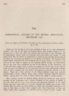 Presidential address to the british association, September 1883