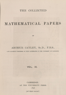 The collected mathematical papers of Arthur Cayley. Vol 11, Spis treści i dodatki