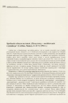 Spotkanie robocze na temat "Ekosystemy - modelowanie i symulacja" (Cottbus, Niemcy, 8-10 VI 1994 r.)